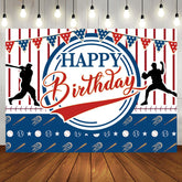 Aperturee - Aperturee Red Blue Golf Sports Flags Happy Birthday Backdrop